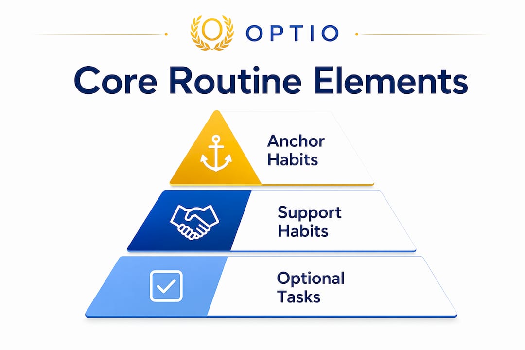 Infographic of core daily routine elements pyramid
