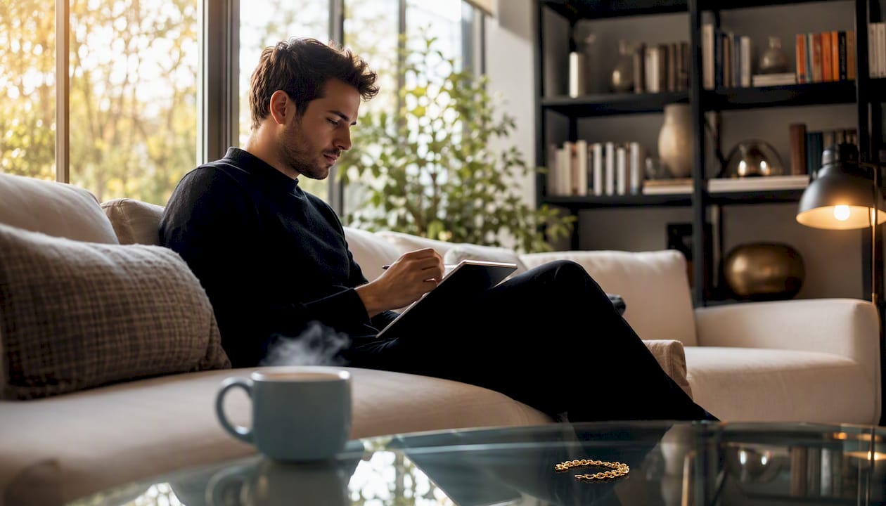 Professional setting goals on tablet
