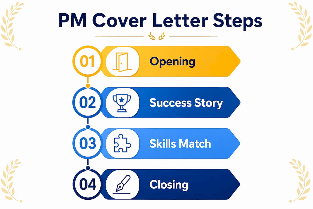 Infographic showing project manager cover letter steps