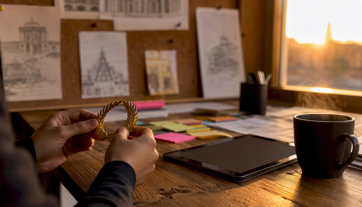 Hands placing planning token on velvet surface