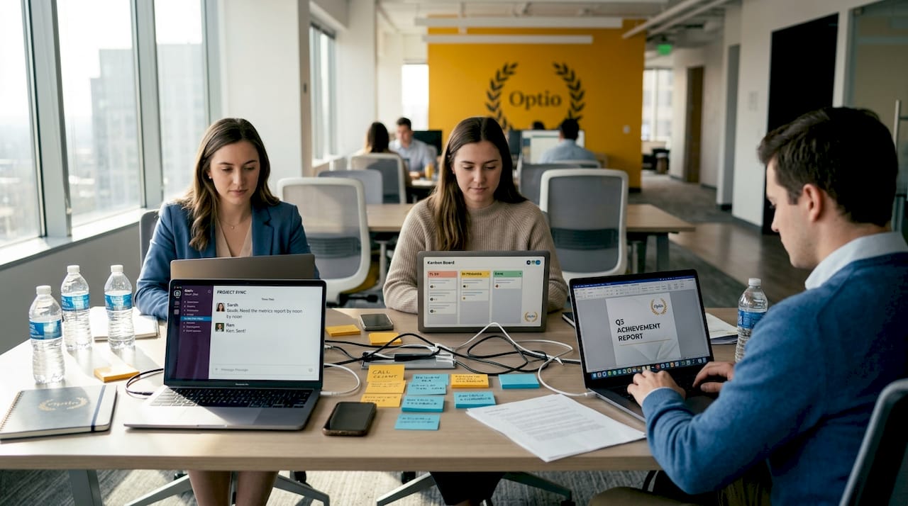 Team collaborating in digital workspace