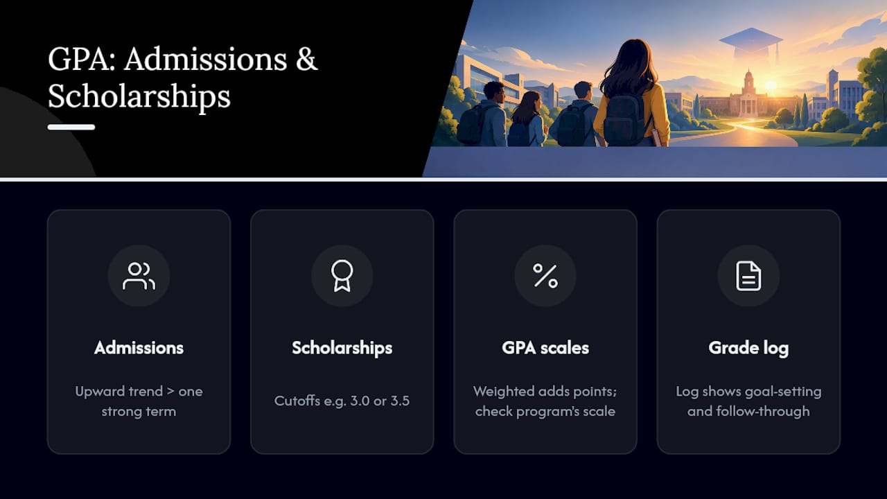7. What your GPA means for admissions and scholarships — overview diagram