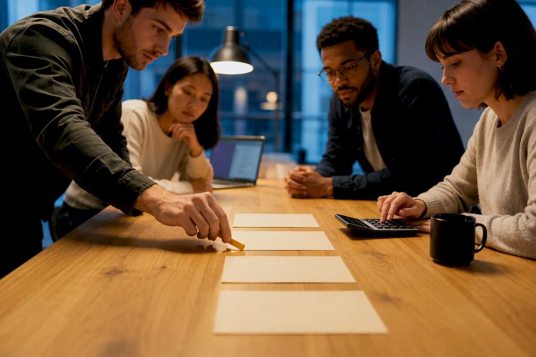 Team scoring five backlog items together