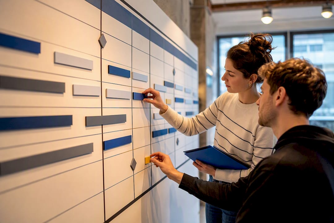 Students arranging a six-week project schedule
