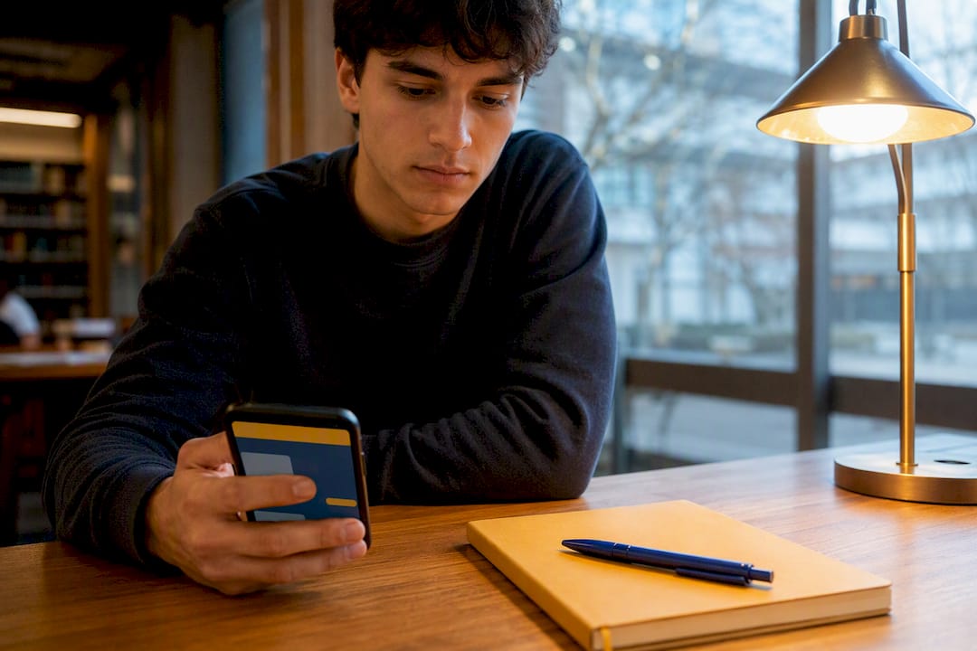 Student creating a project on mobile