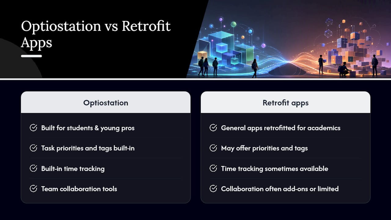 How Optiostation Fits the Checklist — overview diagram