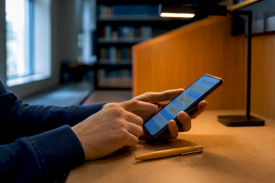 Student setting up productivity app