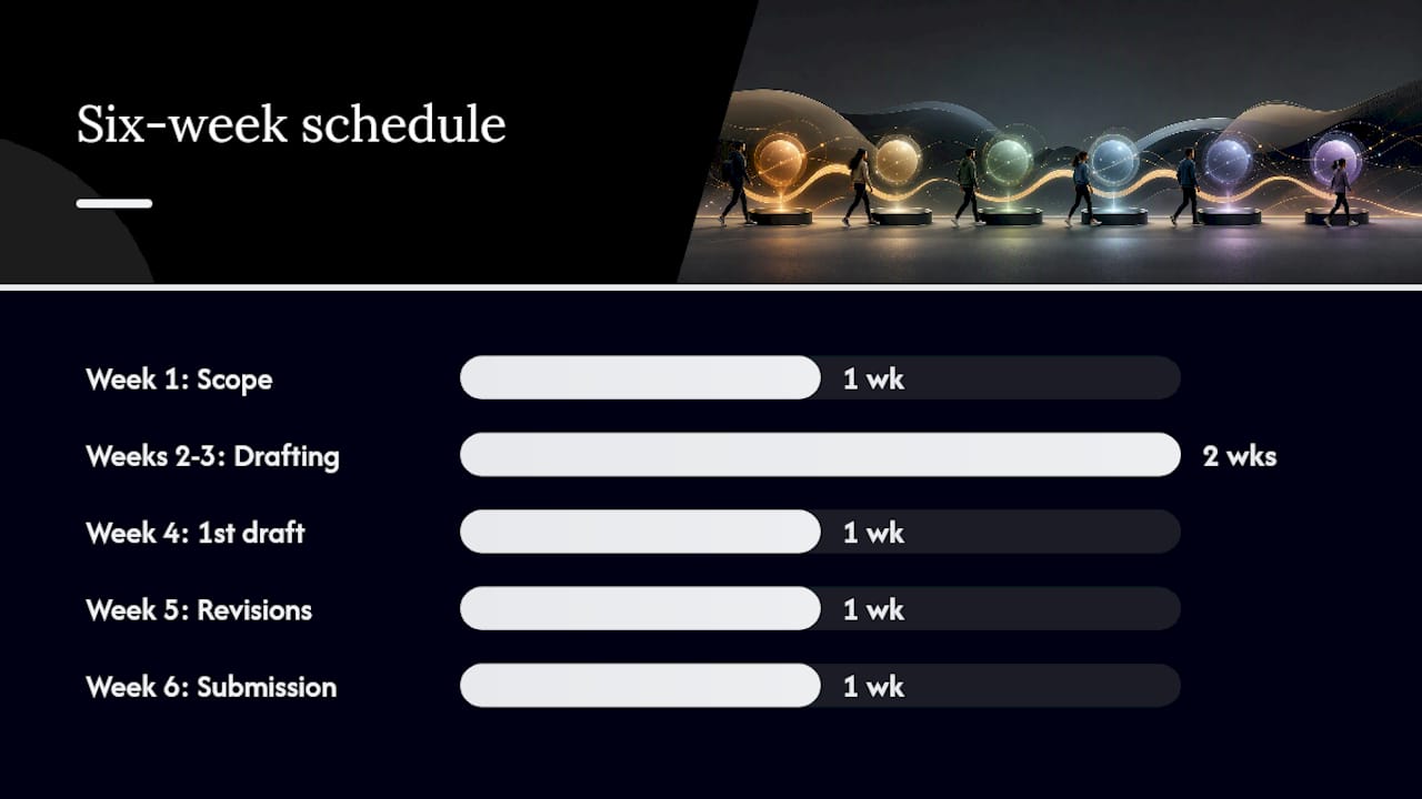 Six-week group project schedule timeline