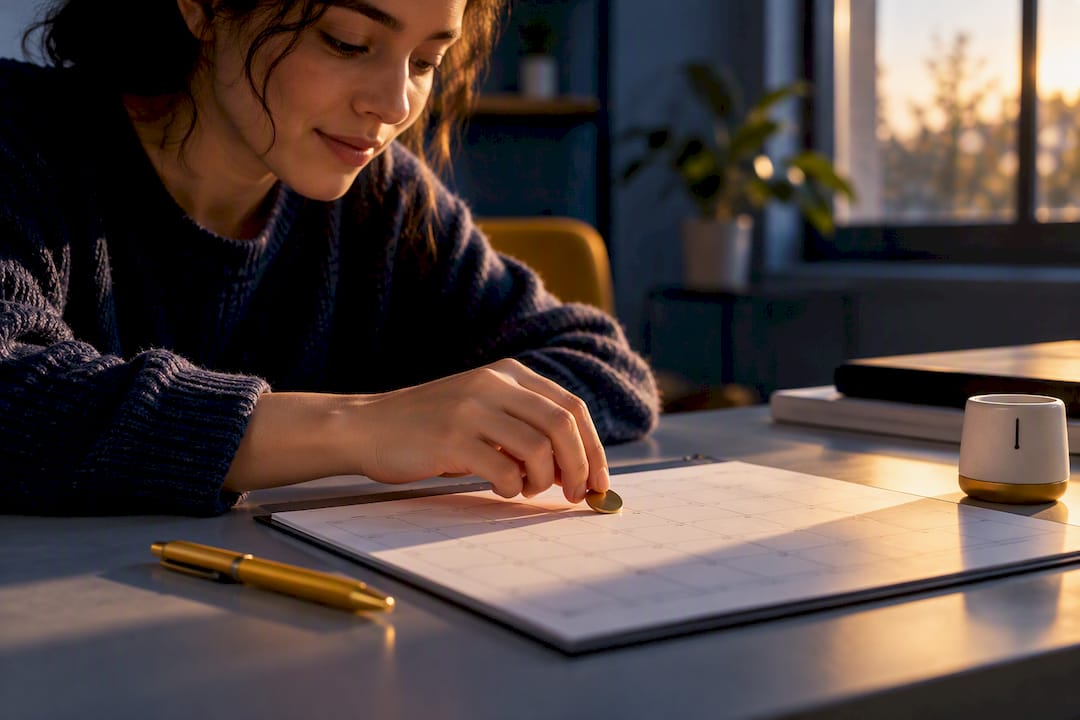 Hand marking a near-term goal date