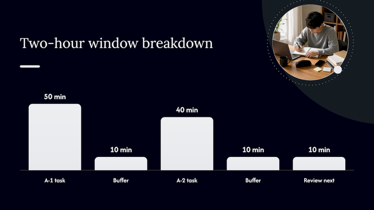 Proportional two-hour schedule with task and buffer intervals
