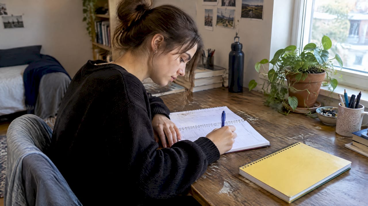 Student scheduling one task in planner