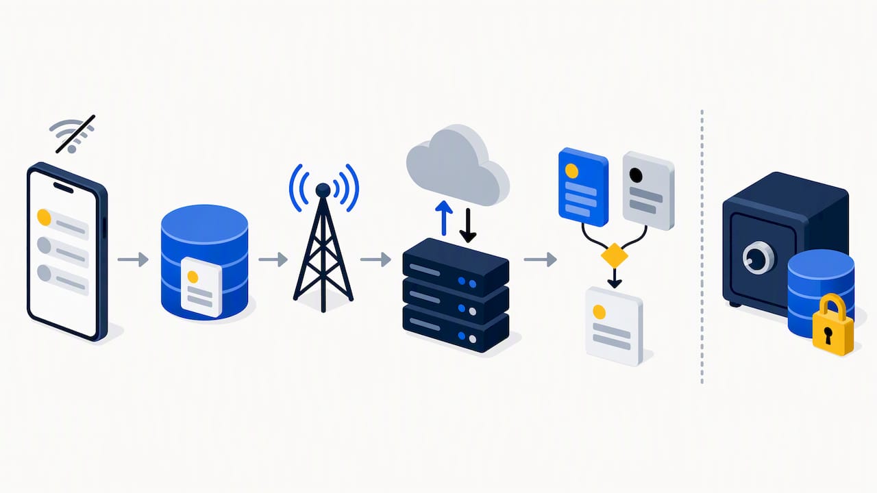 Offline-first task data synchronization flow